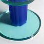 Vintage cake plate glass blue 80s 3