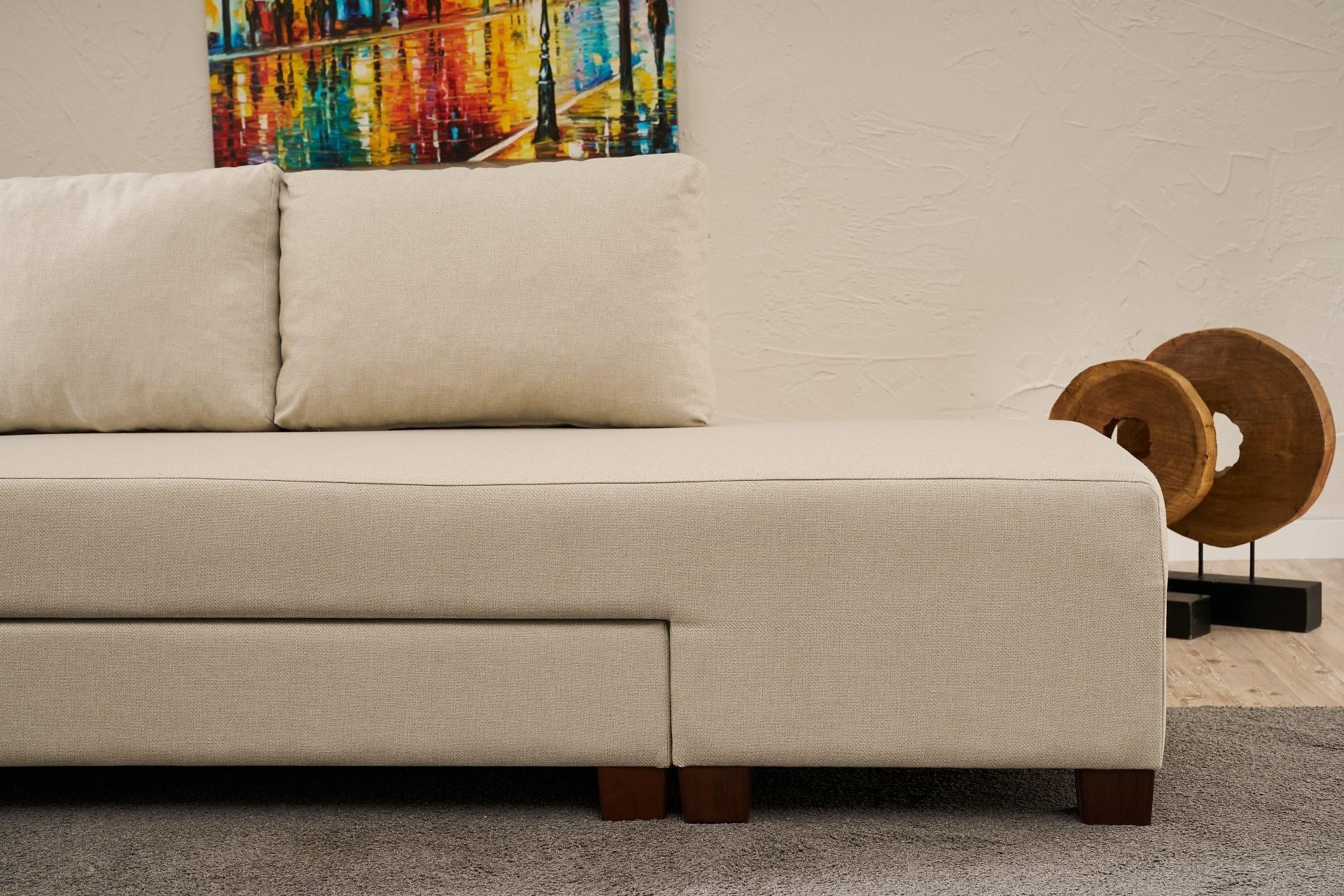 Aly  Schlafsofa Récamiere Rechts Baumwolle Creme 5