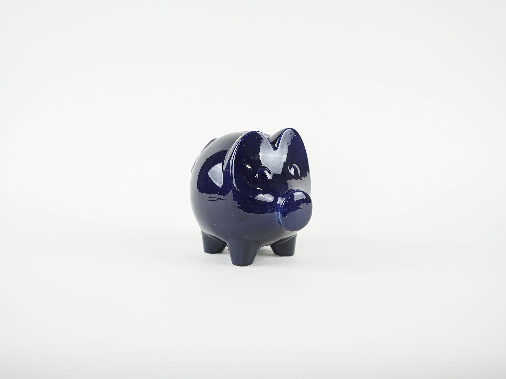 Sparschwein Marineblau 1970er Jahre 2