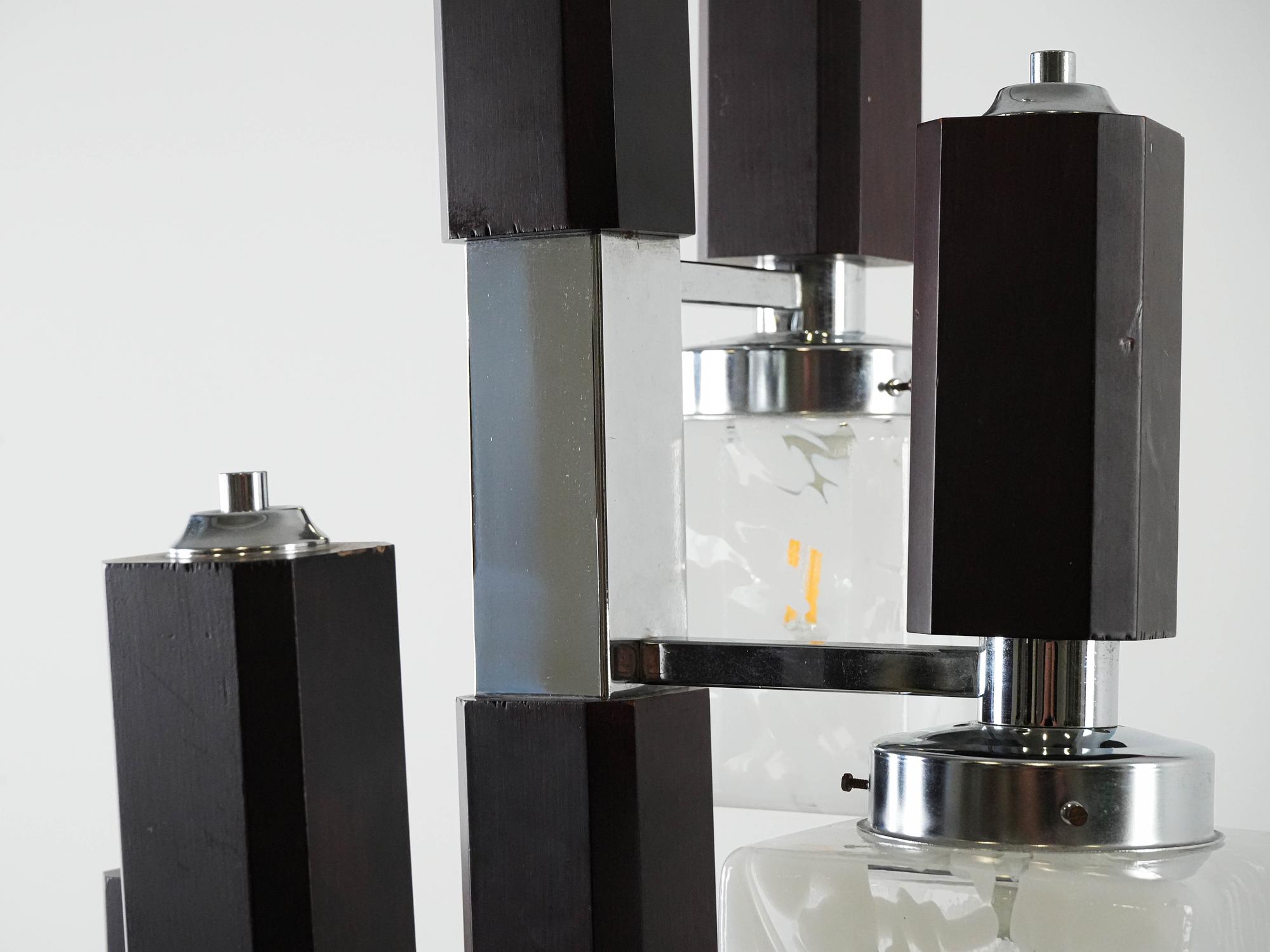 Hanging lamp glass metal 1970s 7