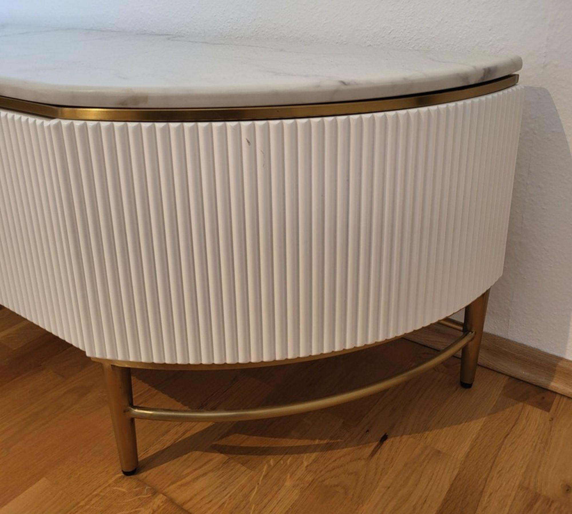 Lowboard Marmor Holz Weiß 7
