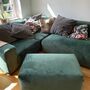 Pyllow Sofa Récamiere Rechts inkl. Hocker Samt Tannengrün  0