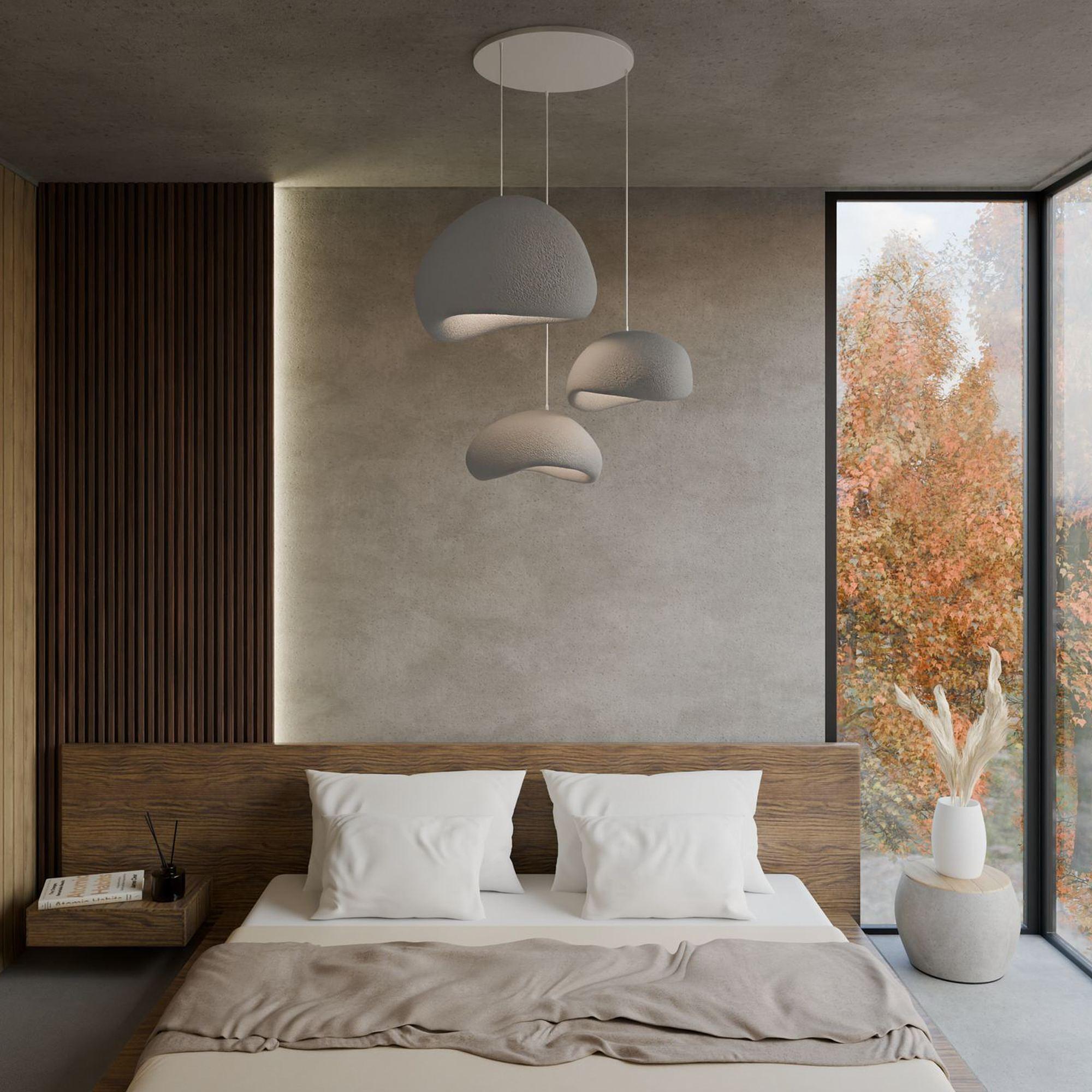 3-Flammig Wabi Sabi Stillforms Pendelleuchte Beton Grau 2