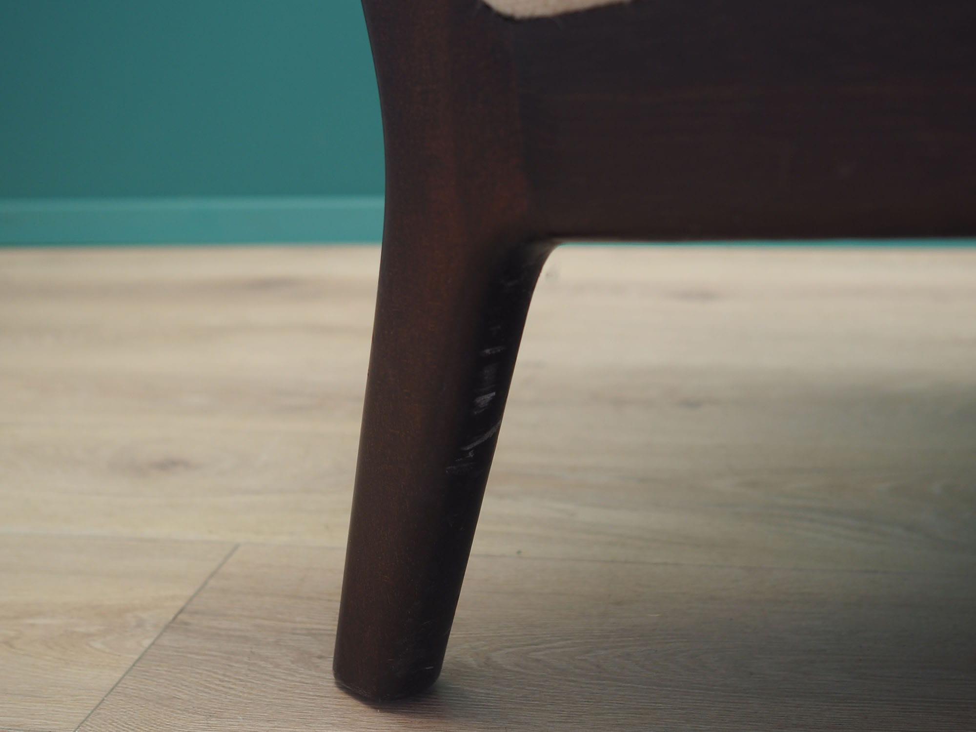 Vintage Sessel Holz Textil Creme 1970er Jahre 11