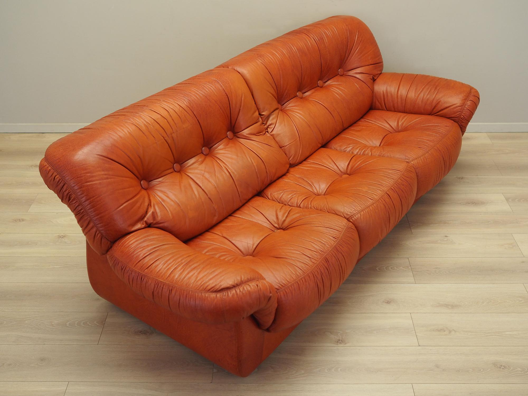 Sofa Leather Red 1970s 8