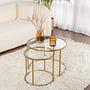 2x Gold Coffee Table Set Gold Transparent Ø80cm Ø60cm Ø42cm 1