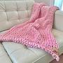 Juna Chunky Knit Decke Grobstrick Textil Rosa 1