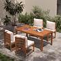 Dining Chair Bayton Acacia Solid Brown Beige 2