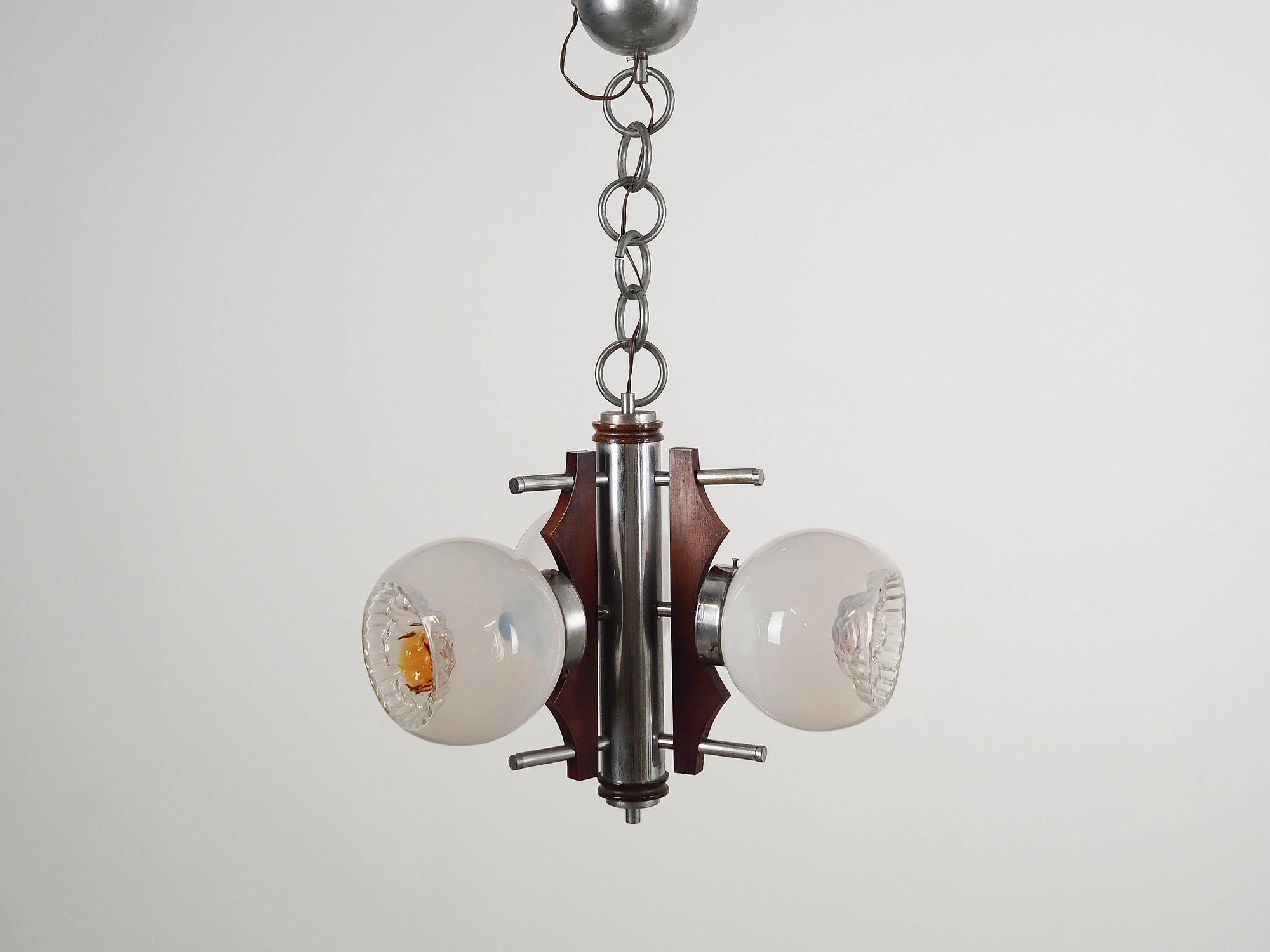 Hanging lamp Murano glass metal 1970s 1