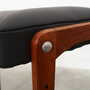 Vintage stool Teak wood Leather Black 1970s 7
