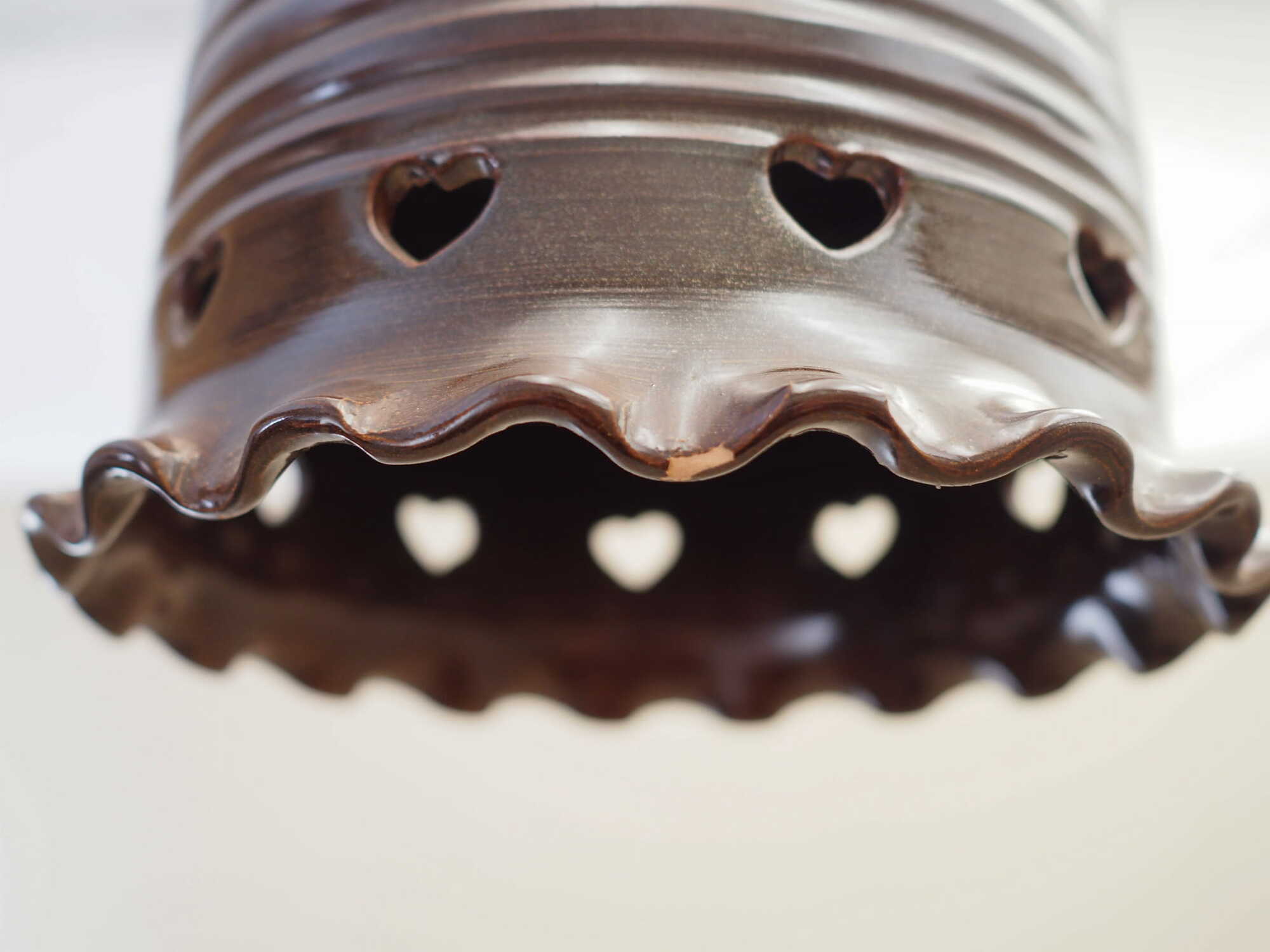 Vintage Pendant Lamp Ceramic Brown 1960s 7