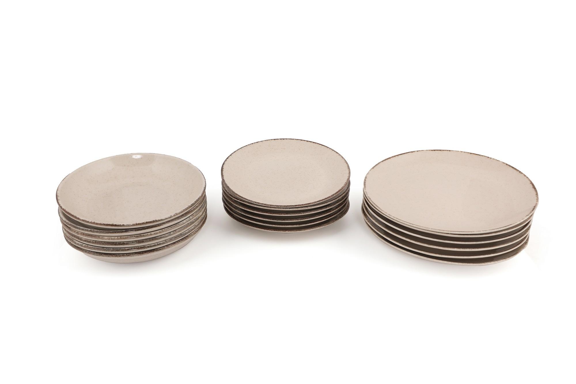 Plate set 18-piece Porcelain Cinnamon brown 8