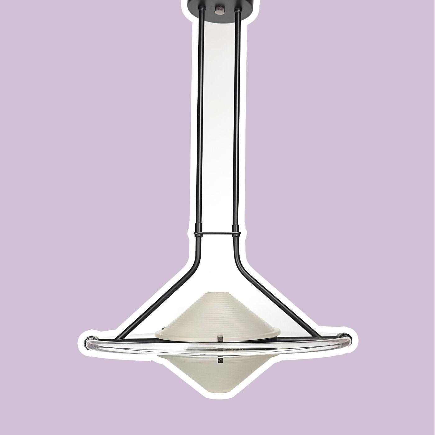 Deckenlampe Milchglas Plexiglas 1980er Jahre 0