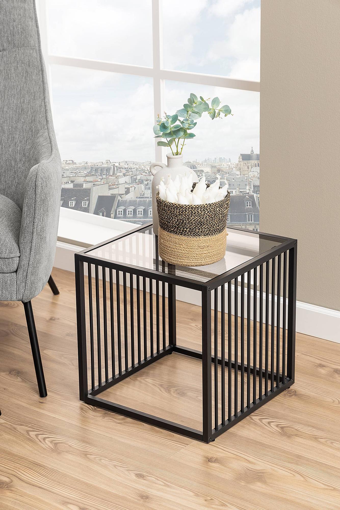  Mephisto Beistelltisch Glas Metall Schwarz 3