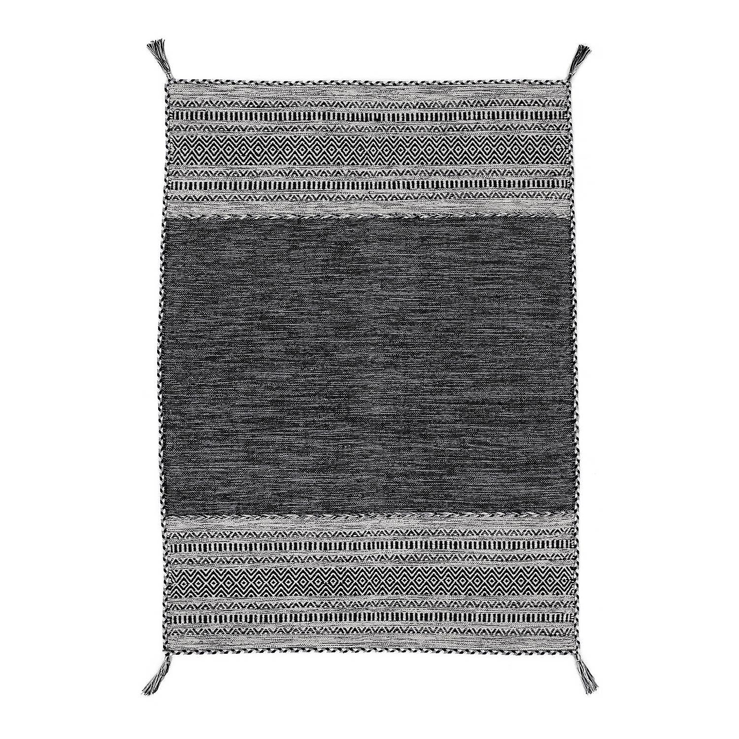 Flachgewebeteppich Kelim Azizi Baumwolle Schwarz 80 x 150 cm 0