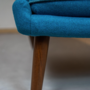 Vintage Hans J. Wegner Papabär Stuhl Textil Holz Blau 7