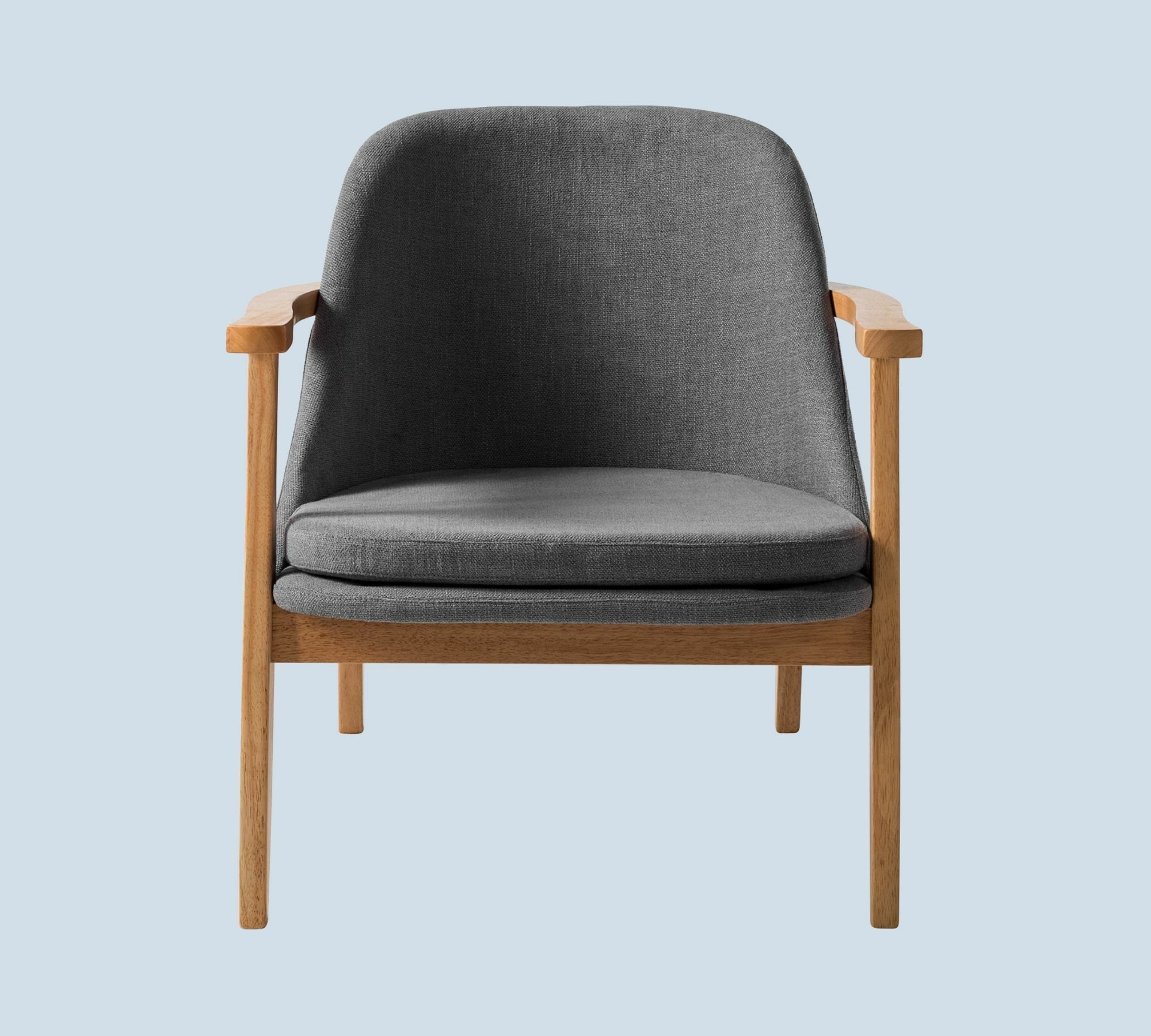 Sessel aus Eiche Massiv mit Webstoff Grau 1