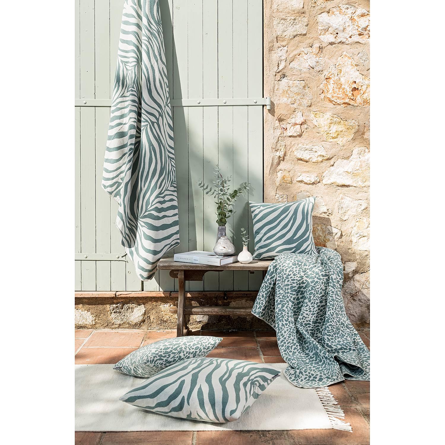 Plaid Leopardo Decke Jacquard Grün 2