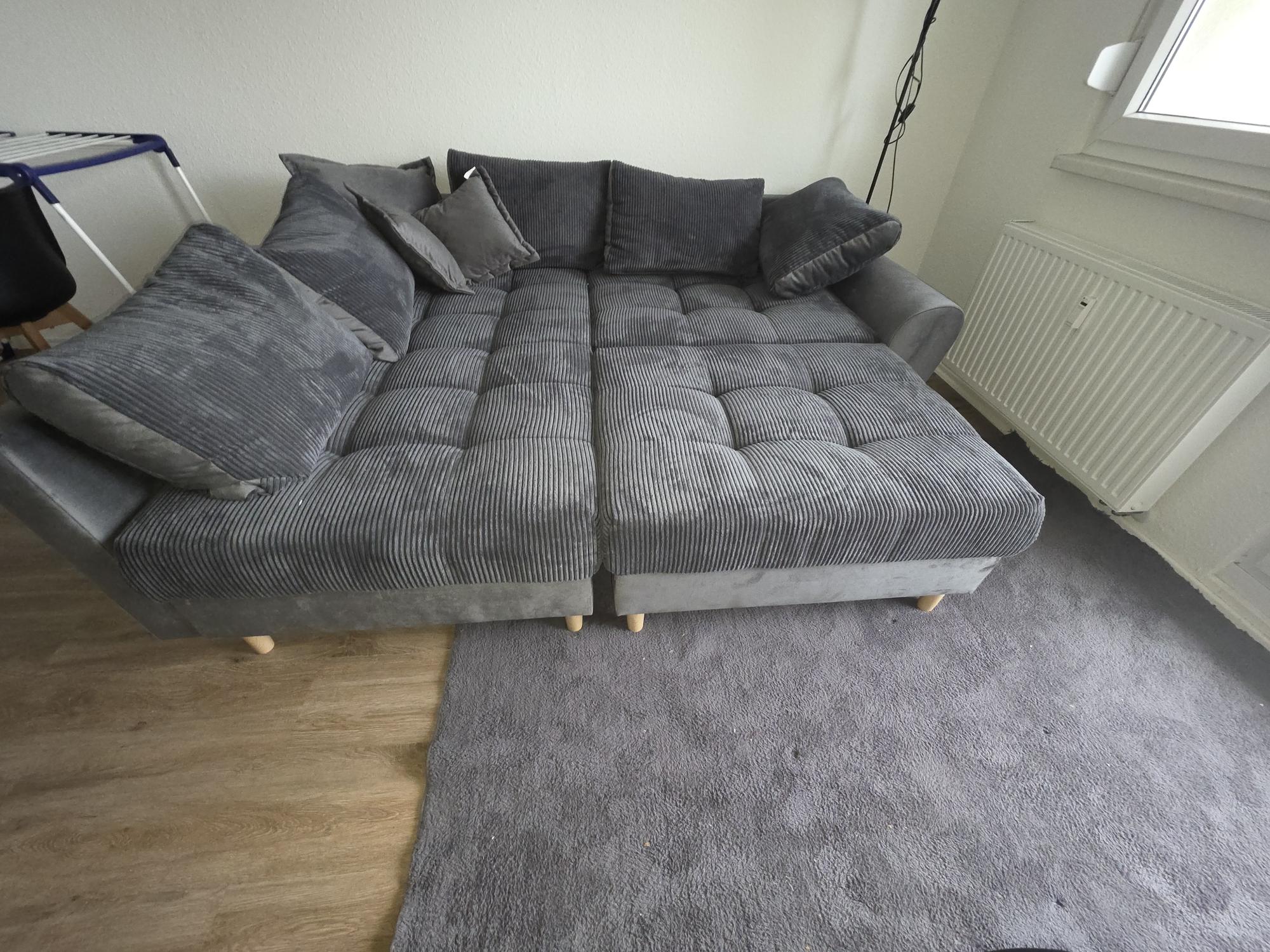 Ecksofa mit Hocker Anthrazit 5