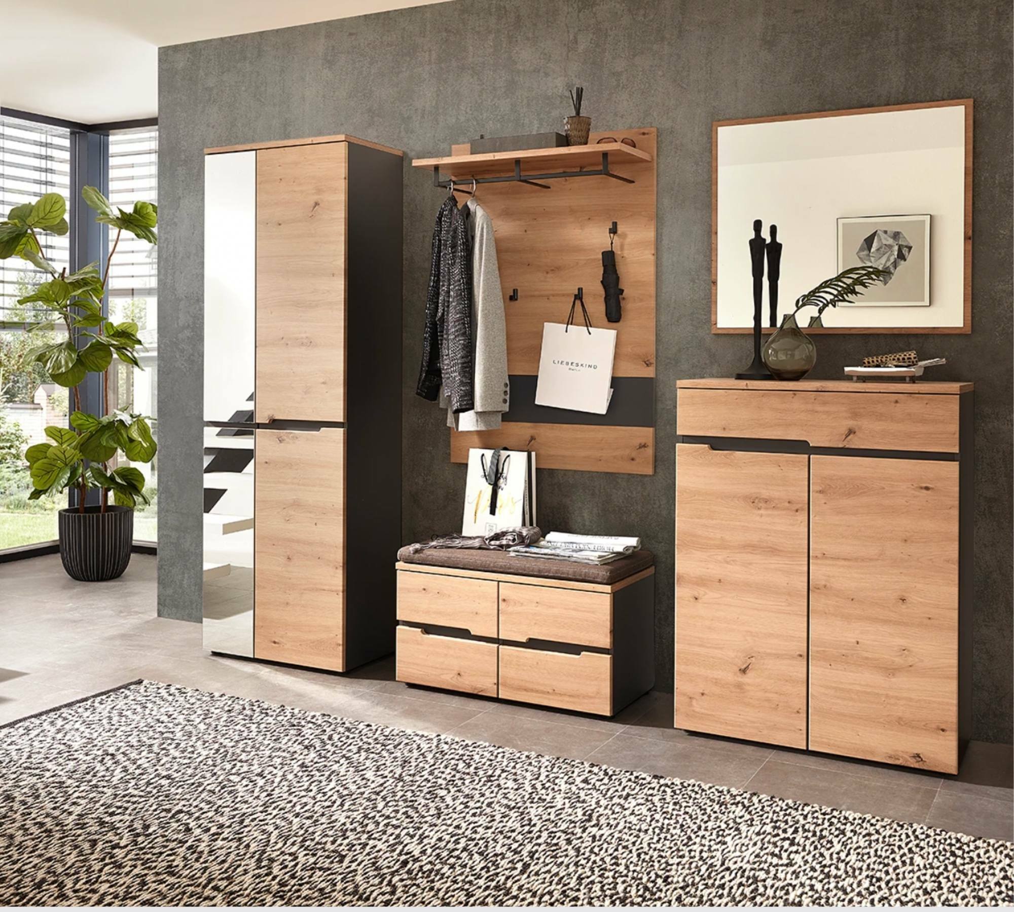 Garderobenbank Eiche Artisan inkl Sitzkissen 5