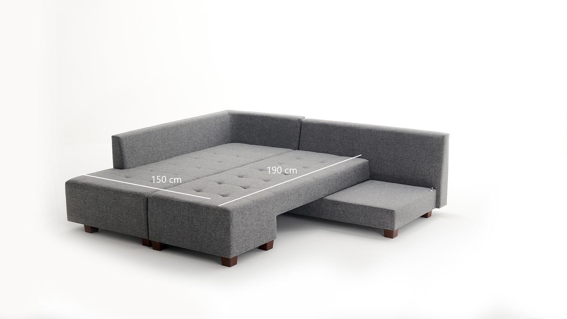 Manama Corner Sofa Bed Left - Grey 7