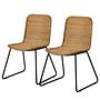 2x Esszimmerstuhl Vuna Rattan Metall Natur Schwarz 0
