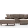 Eva Sofa Récamiere Rechts mit Hocker Creme 4