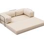 Comfort Schlafsofa 2-Sitzer mit Hocker Creme 7