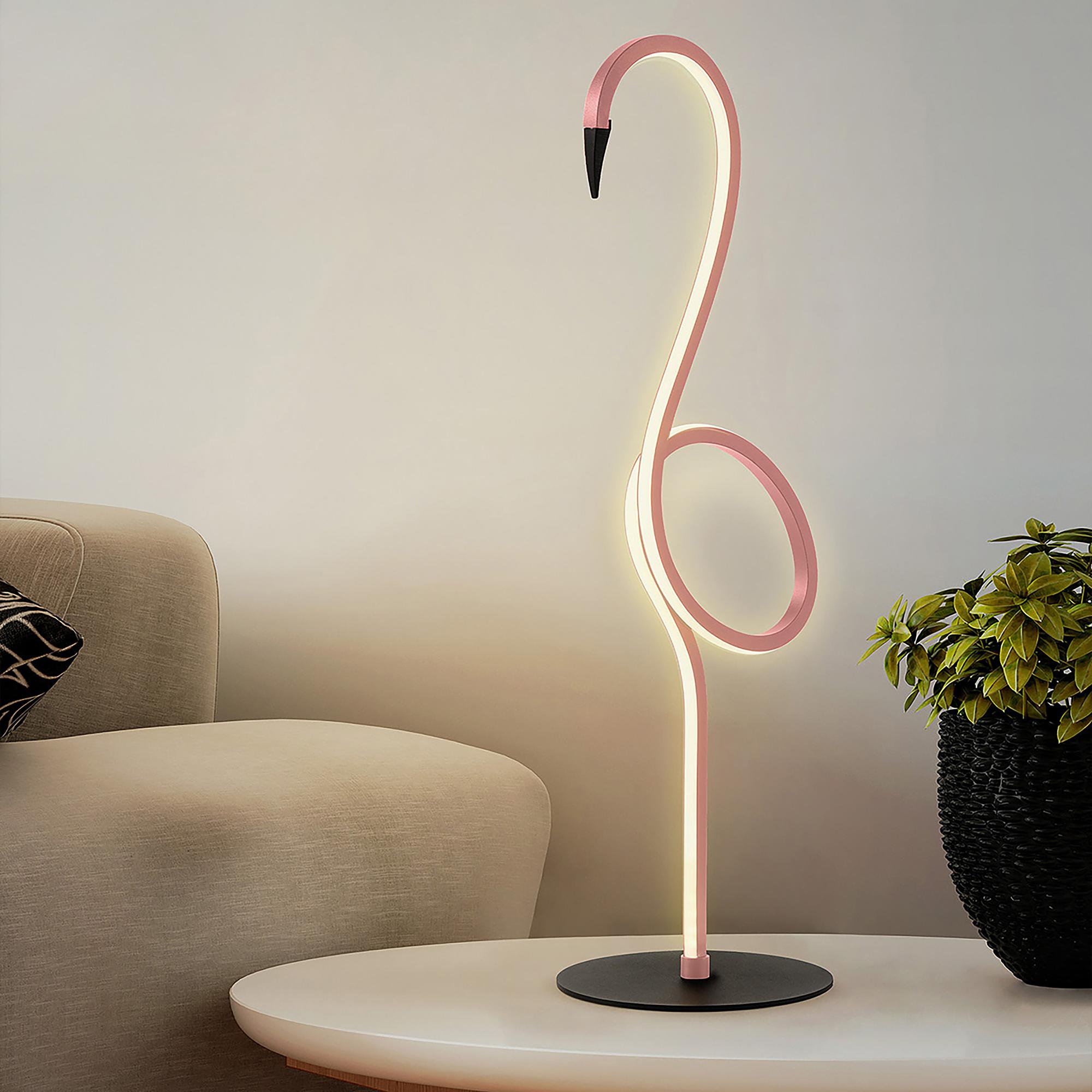 1-Light Flamingo Table Lamp Steel Plastic Pink 2