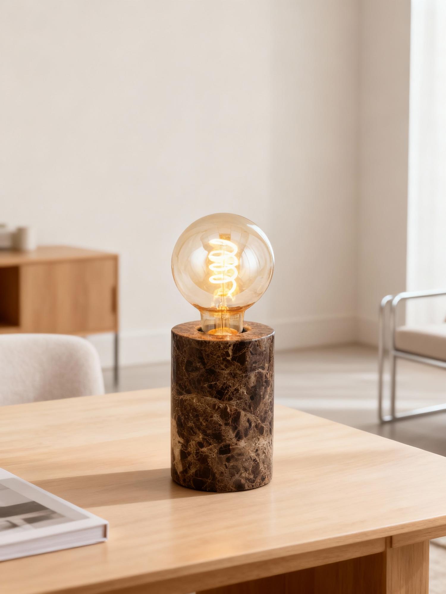 Frigid Tischleuchte 1-flammig Marmor Rotbraun 2