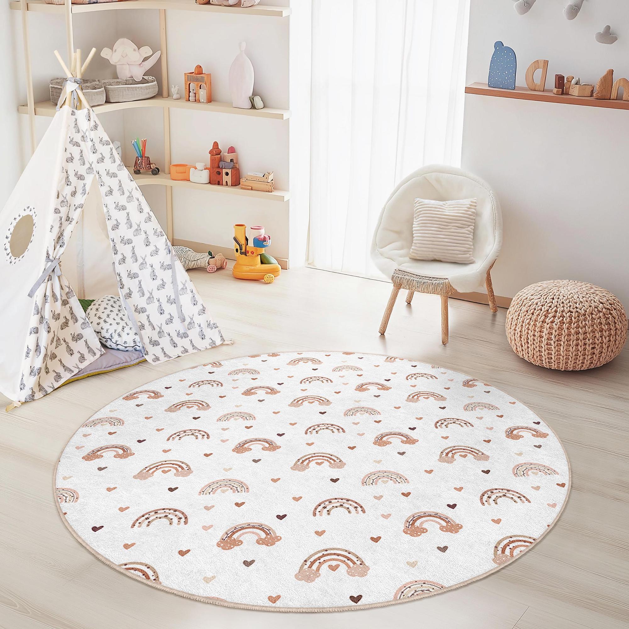 Tappeto per bambini arcobaleno e cuore multicolore Ø150cm 0