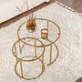 2x Set di tavolini Aurum Oro Trasparente Ø80cm Ø60cm Ø42cm 4