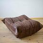 Togo Sessel und Ottoman Set Pull-Up-Leder Walnussbraun 5