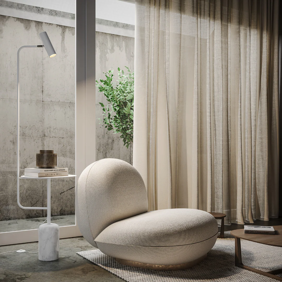 1-Flammige Stehleuchte Artemis Aluminium Stein Weiß 0