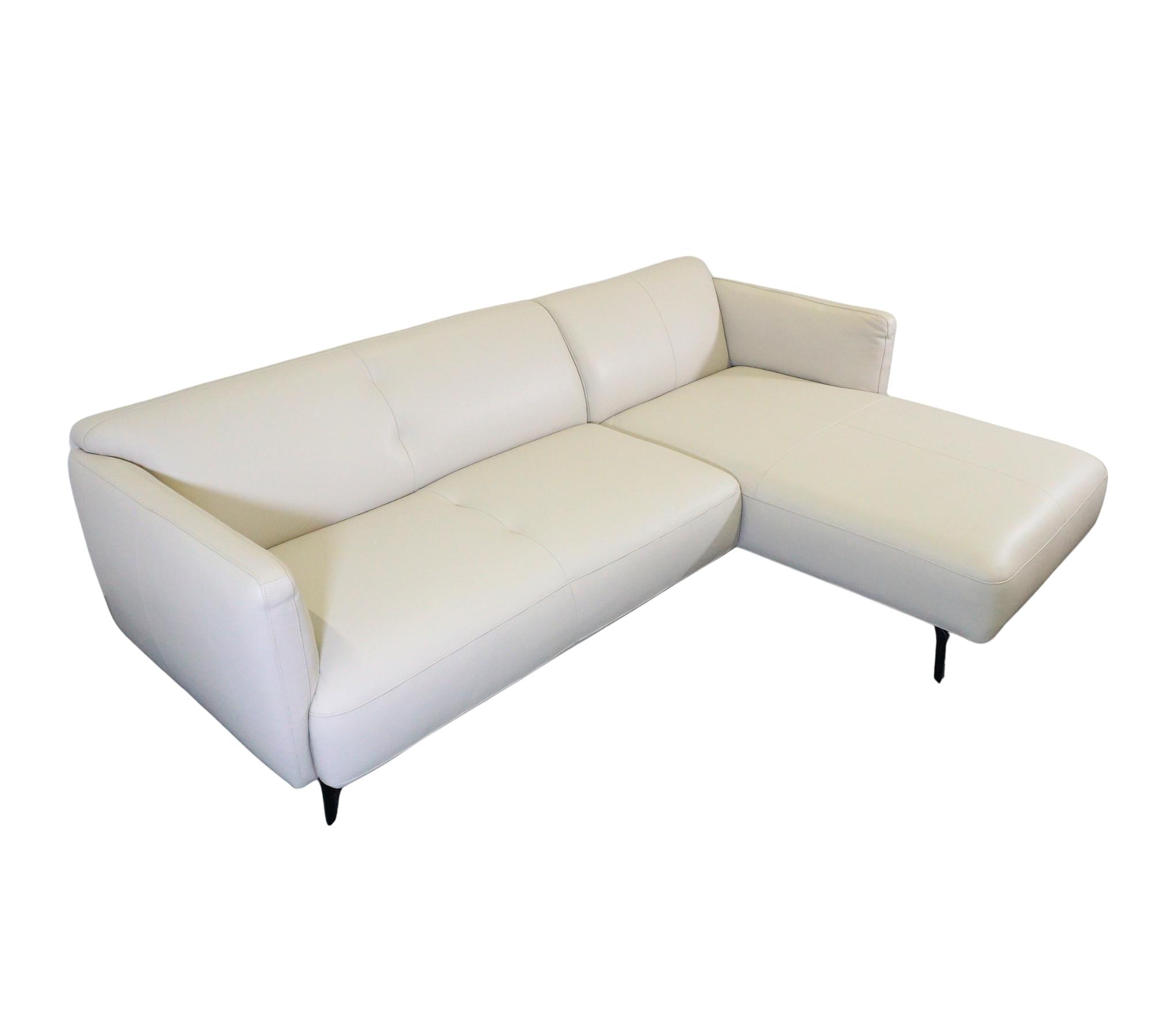 Modena leather sofa chaise longue Salto leather 0967 light grey 1