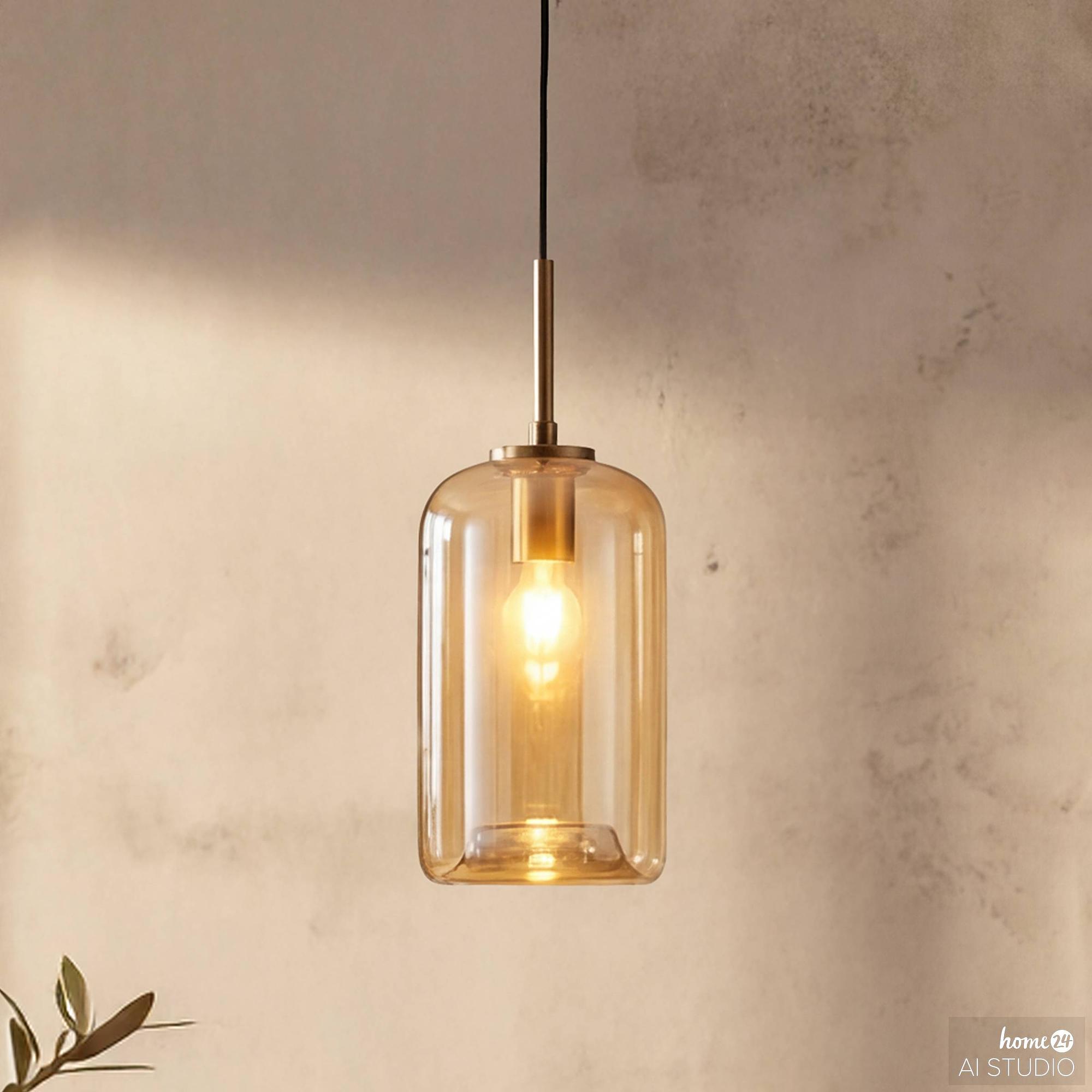 Zevro pendant light 1-bulb cylindrical shade colored glass iron 1