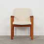 Vintage Chair Teak Wood Textile White 1970s 1