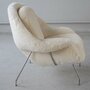 Vintage Eero Saarinen Womb Chair & Ottoman Textil Stahl Weiß 4