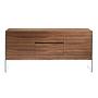 Credenza impiallacciatura di noce vetro marrone 5
