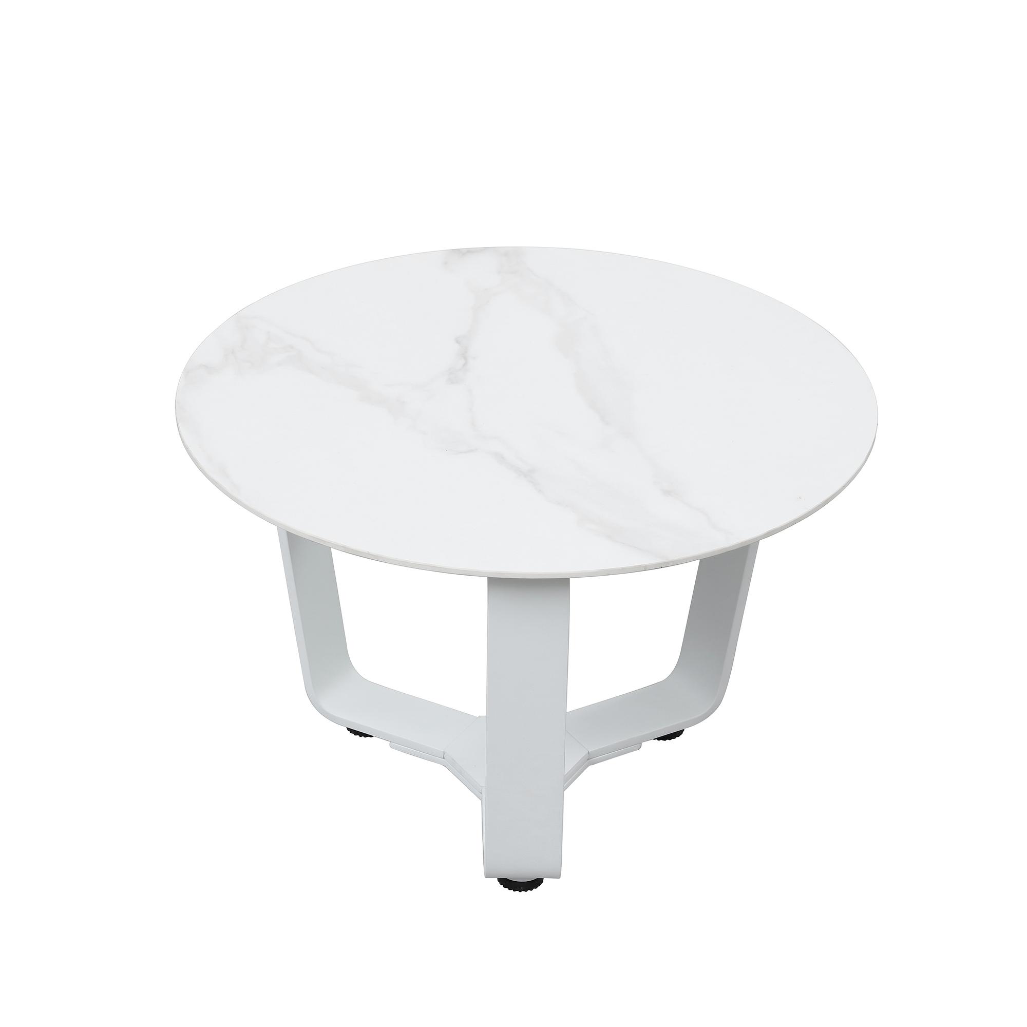 Moon Side Table Metal Stone White 1