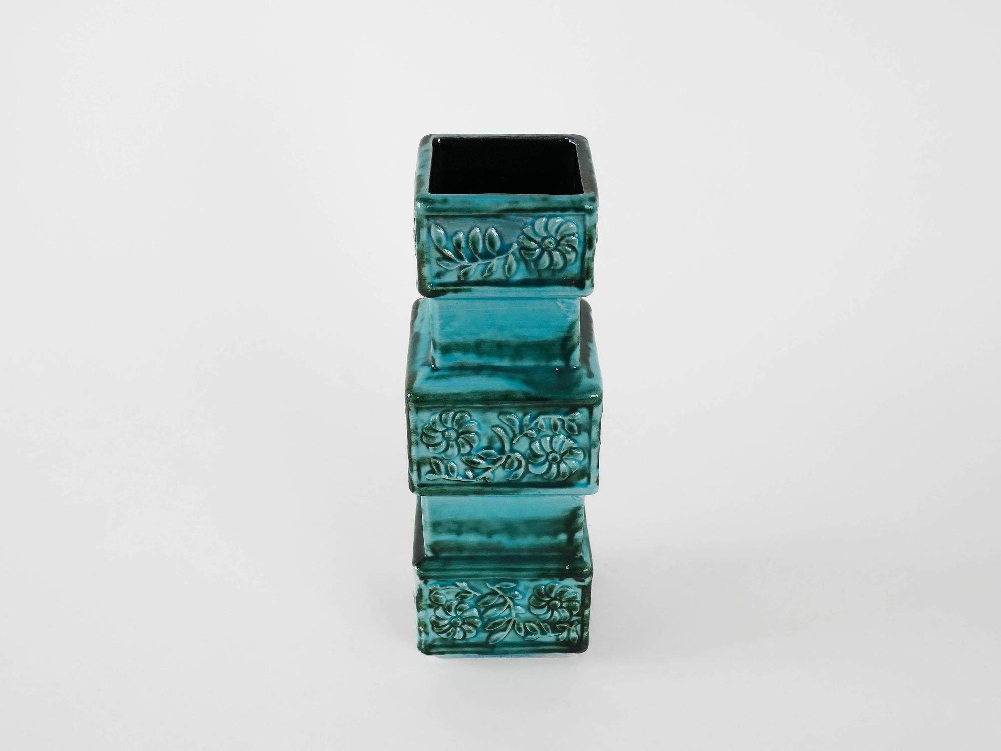 Keramikvase Türkis 1960er Jahre 3