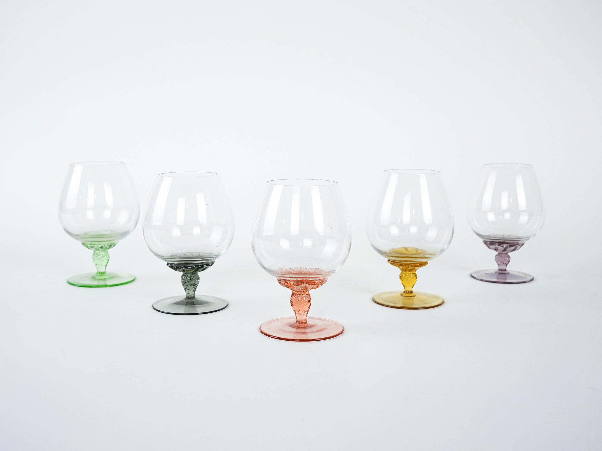Cognac glasses set Multicolored 1970s 6
