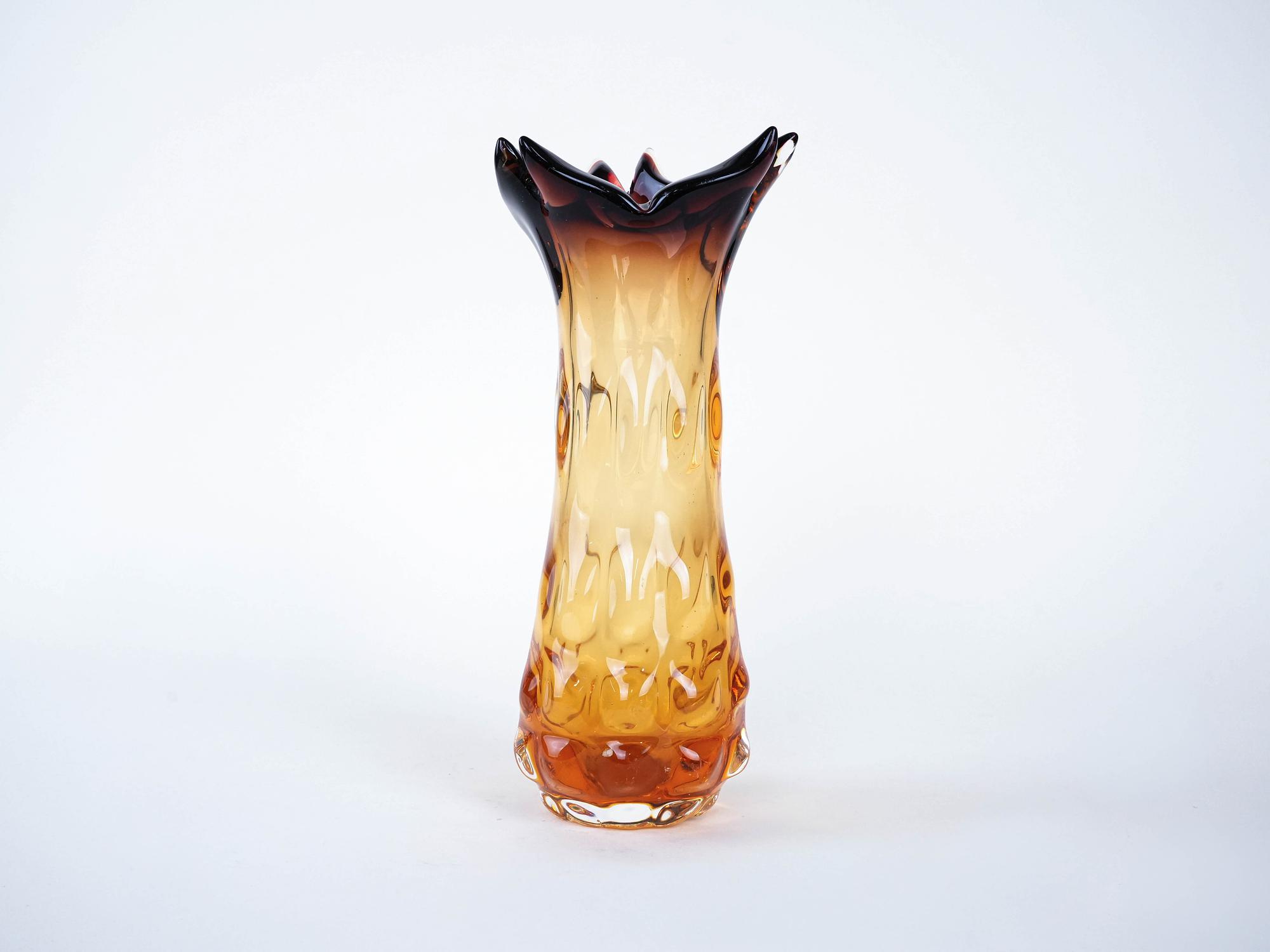 Glasvase Muranoglas Transparent 1960er Jahre 2