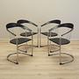 4x Dining chair leather metal 1980s 1