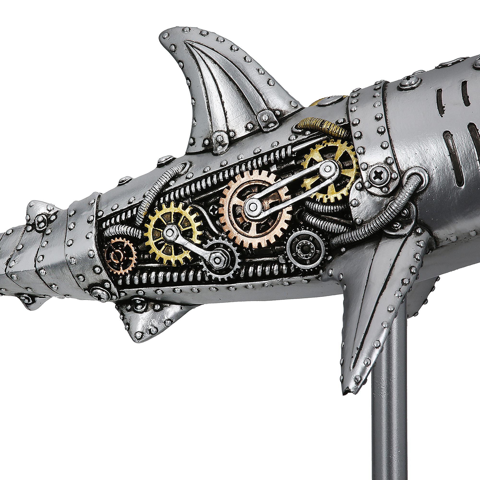 Figur Hai Steampunk Silber Kunstharz 38 x 29 x 12 cm 4