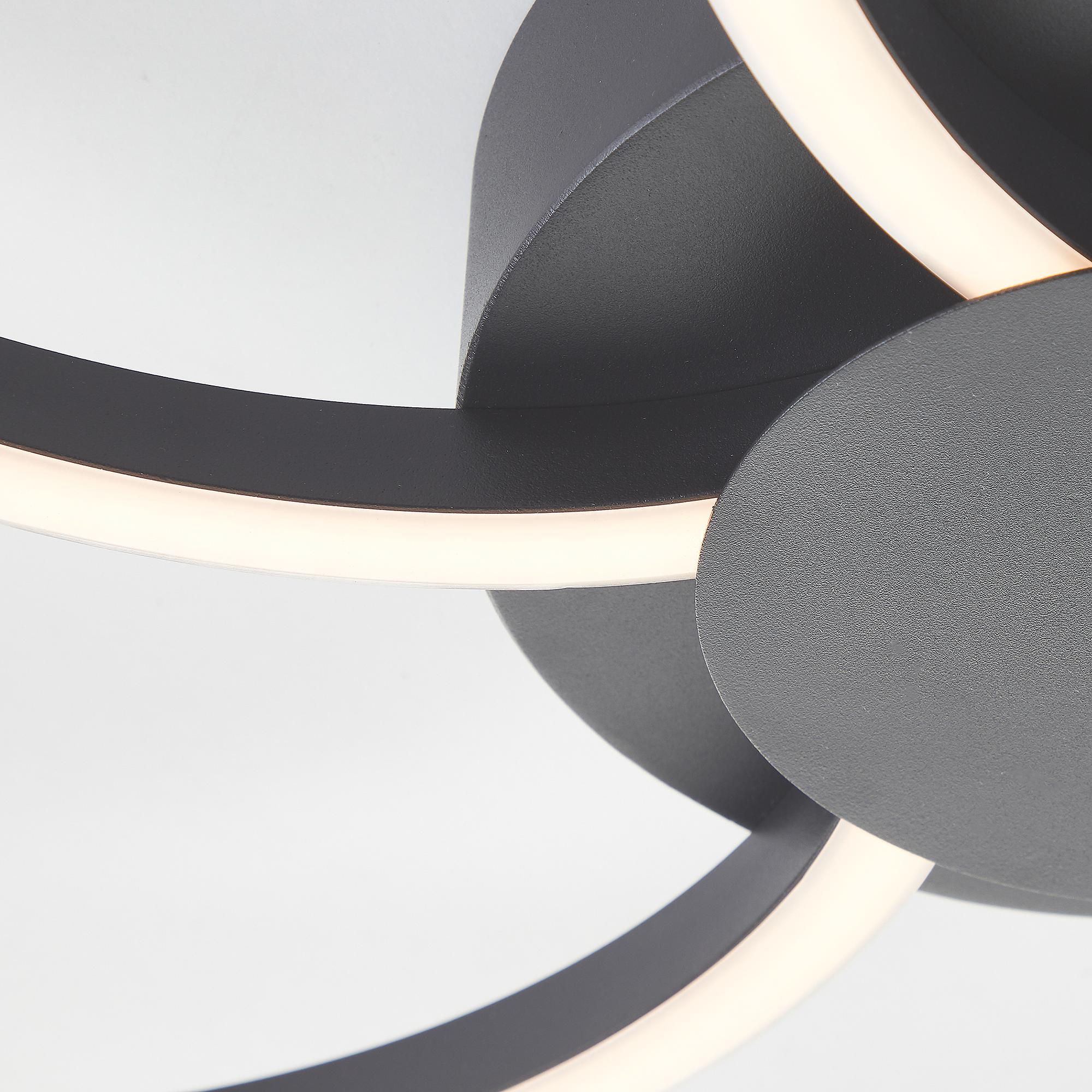 Fico LED-Deckenleuchte Aluminium Acrylglas Schwarz 65cm 2