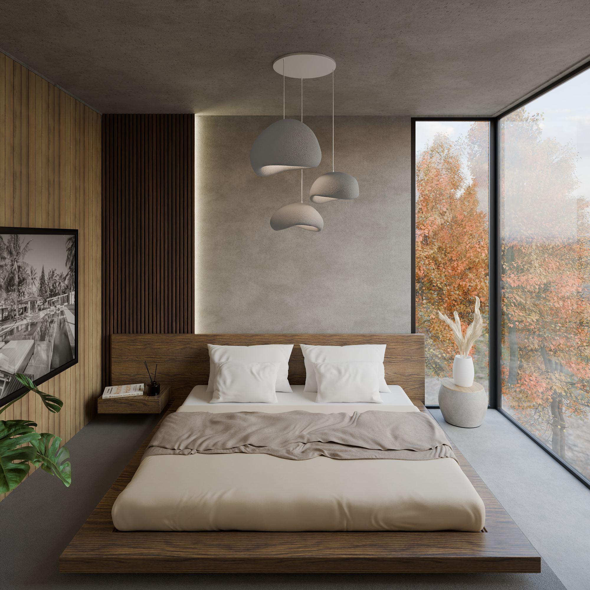 3-Flammig Wabi Sabi Stillforms Pendelleuchte Beton Grau 3