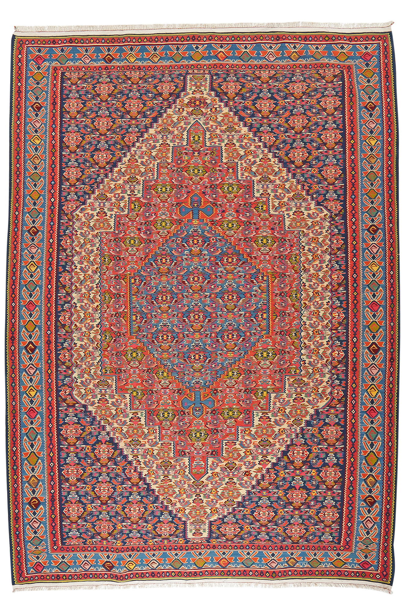 Kilim Senneh Teppich Braun 0