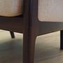 Vintage armchair wood fabric cream 1970s 14
