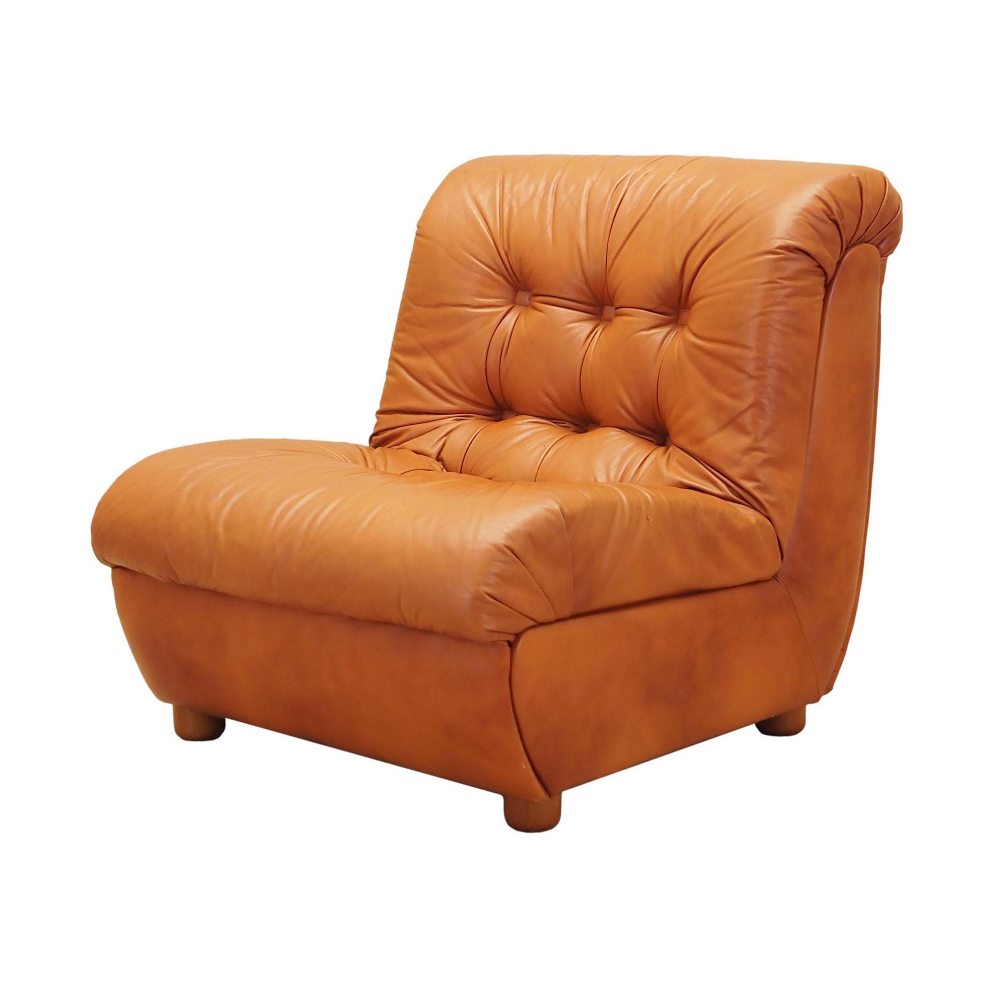 Sessel Leder Braun 1970er Jahre 0